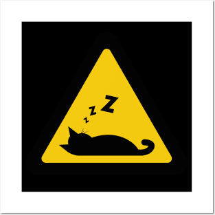 Cat Sleeping Sign Silhouette Posters and Art